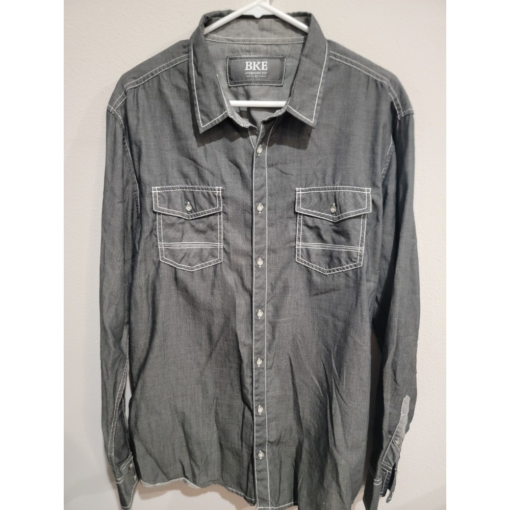 Buckle BKE Men's XL Standard Fit Western Button Up Long Sleeve Black White Shirt